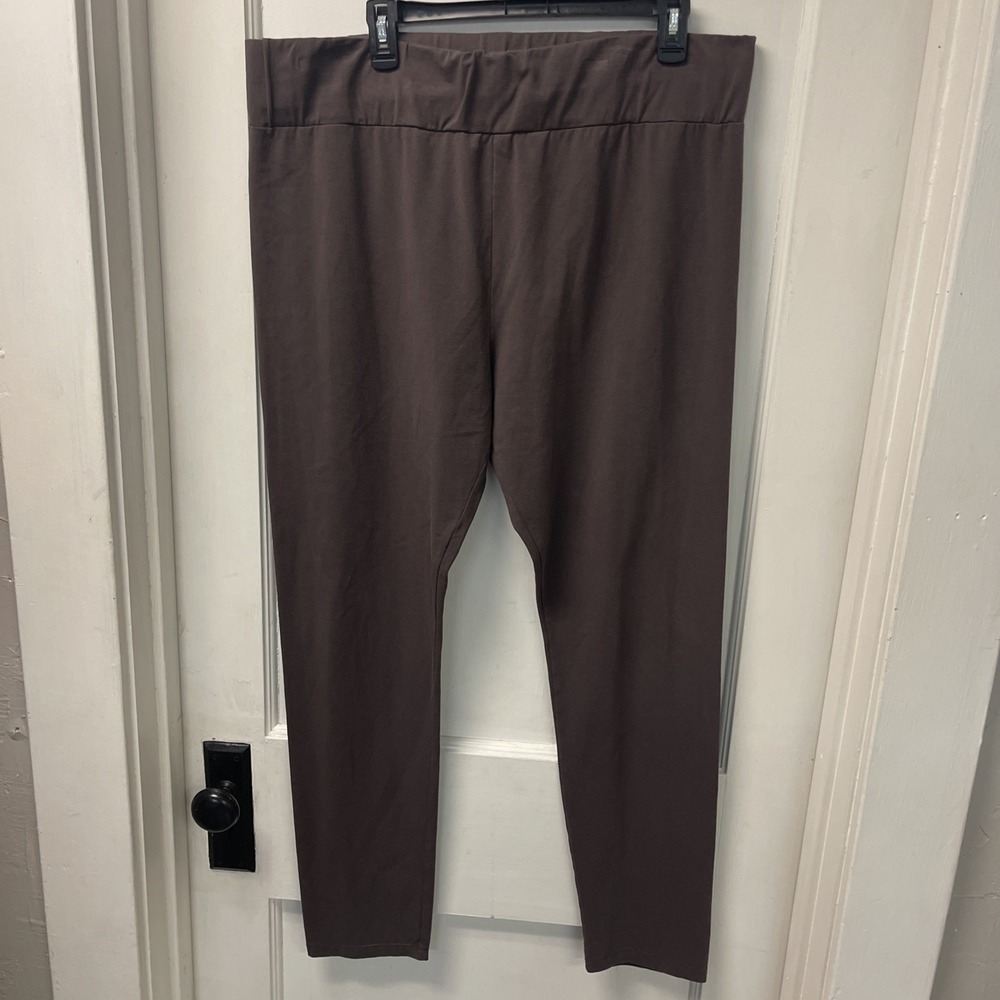 LOGO Layers Lori Goldstein XL Brown Knit Pants Elastic Waist Legging New